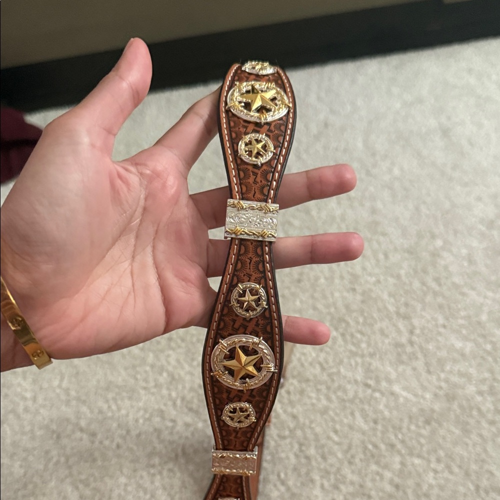 Nocona Brown and Silver Western Belt for men - Picture 4 of 7